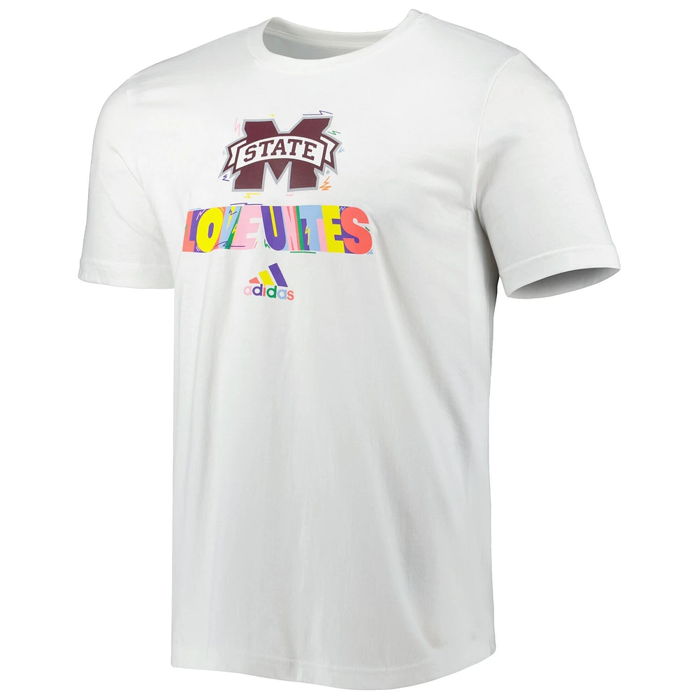 T-shirt adidas Mississippi State Bulldogs Pride Fresh blanc pour homme