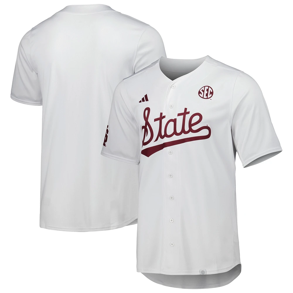 Men's adidas White Mississippi State Bulldogs Team Baseball Jersey