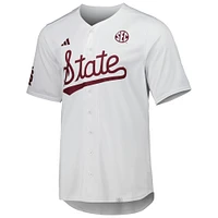 Maillot de baseball l'équipe des Bulldogs l'État du Mississippi adidas blanc pour hommes