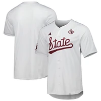 Maillot de baseball l'équipe des Bulldogs l'État du Mississippi adidas blanc pour hommes