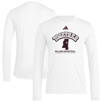 T-shirt à manches longues d'avant-match blanc adidas Mississippi State Bulldogs Together On-Court pour homme