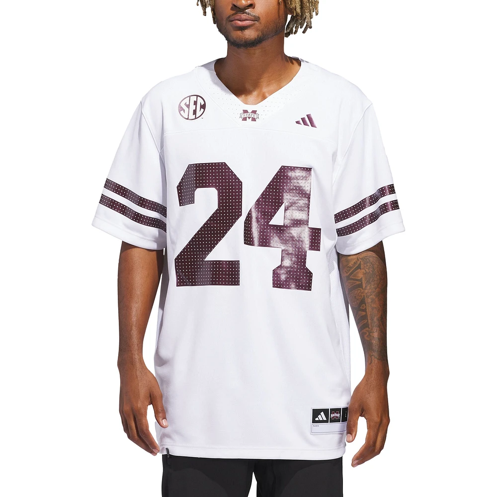 Maillot adidas blanc Mississippi State Bulldogs White Out pour homme