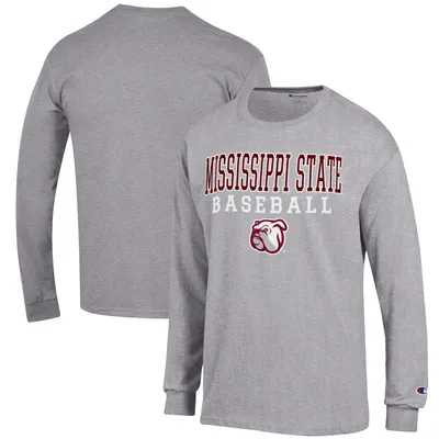 Mississippi State Bulldogs Champion Baseball Stack Long Sleeve T-Shirt - Gray