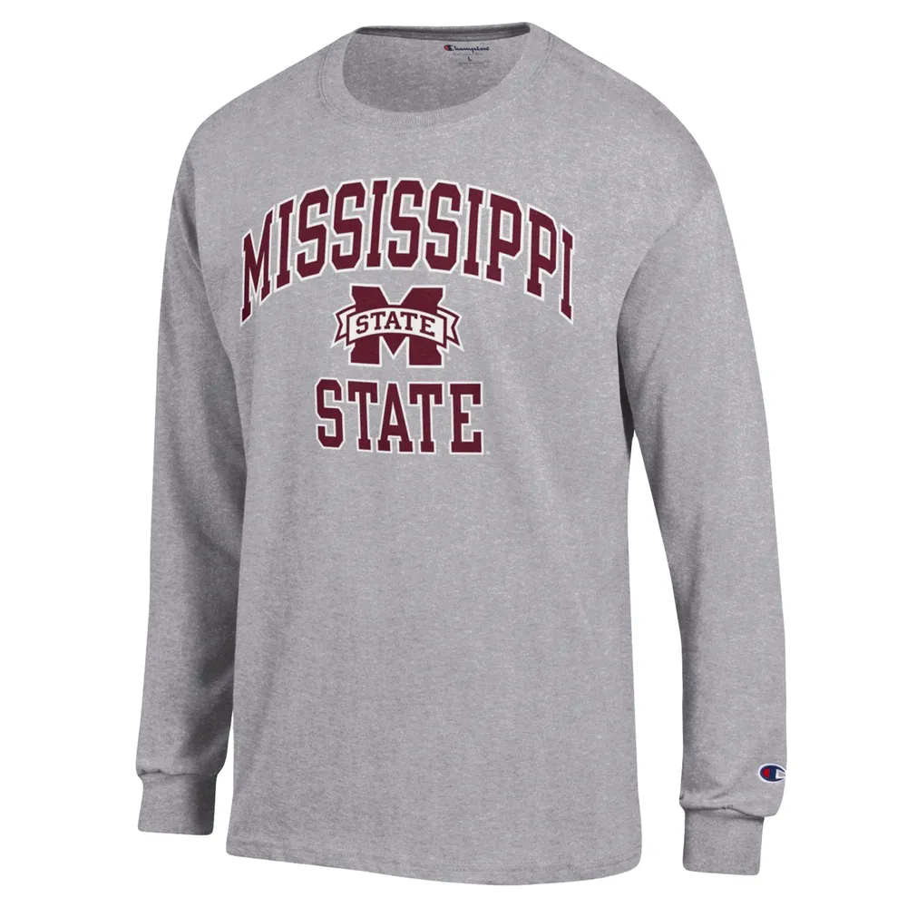 T-shirt à manches longues pour homme Champion Heather Grey Mississippi State Bulldogs High Motor