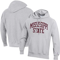 Chandail à capuchon armure inversée Champion Mississippi State Bulldogs gris chiné pour homme