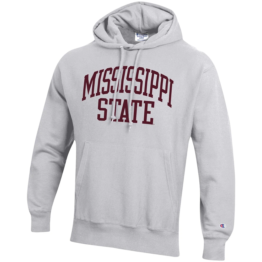 Chandail à capuchon armure inversée Champion Mississippi State Bulldogs gris chiné pour homme