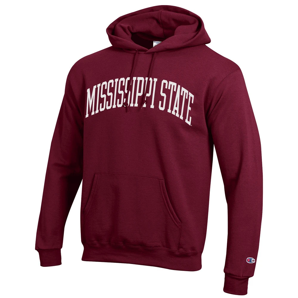 Men's Champion  Maroon Mississippi State Bulldogs Basic Arch Fleece Pullover Hoodie