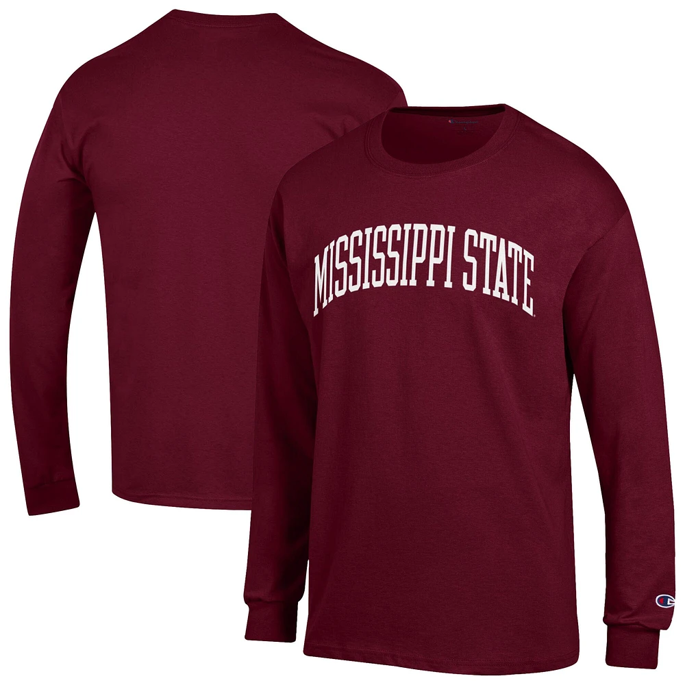 T-shirt à manches longues Basic Arch marron pour homme, champion des Bulldogs de l'État du Mississippi