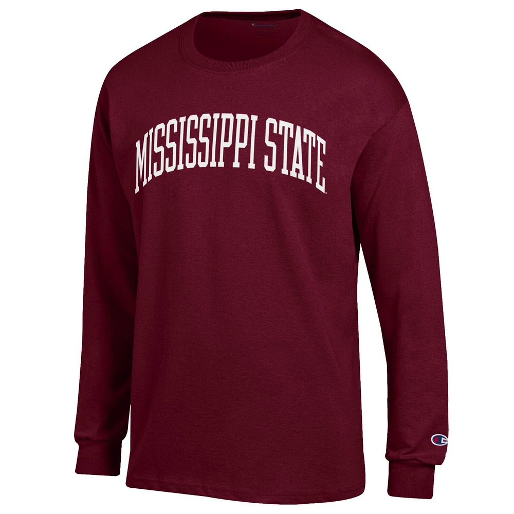 T-shirt à manches longues Basic Arch marron pour homme, champion des Bulldogs de l'État du Mississippi