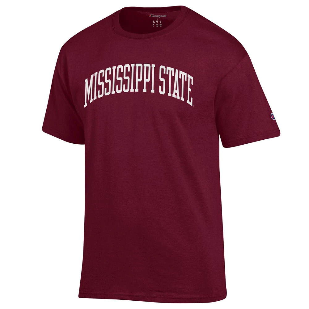 T-shirt basique à arche marron pour homme, champion des Bulldogs de l'État du Mississippi