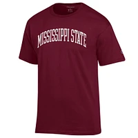 T-shirt basique à arche marron pour homme, champion des Bulldogs de l'État du Mississippi