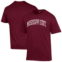 T-shirt basique à arche marron pour homme, champion des Bulldogs de l'État du Mississippi