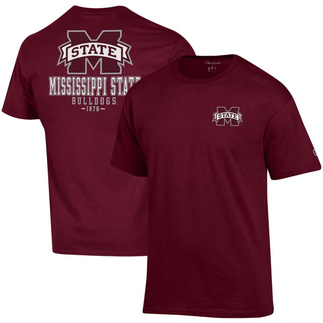 T-shirt à deux coups pour homme Champion Maroon Mississippi State Bulldogs Stack