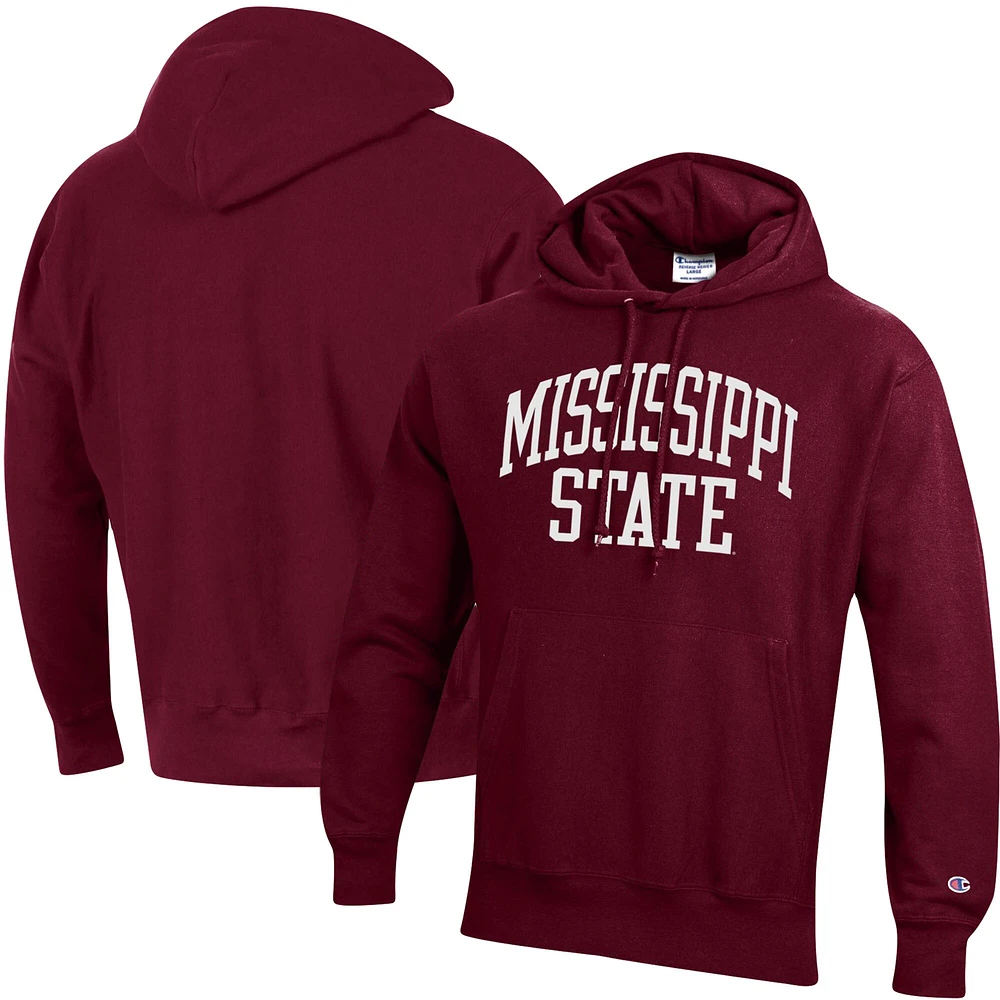 Sweat à capuche armure inversée pour homme Champion Mississippi State Bulldogs Team Arch bordeaux