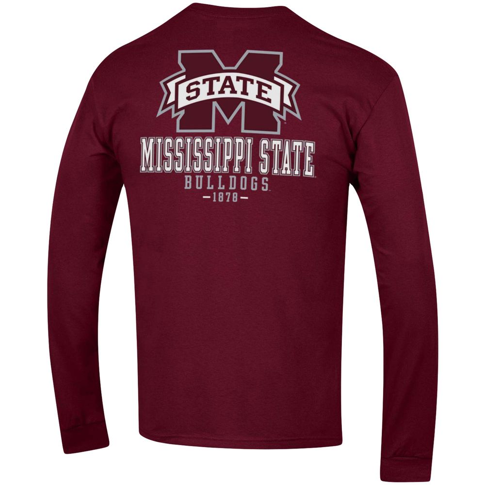 Men's Champion Maroon Mississippi State Bulldogs Team Stack Long Sleeve T-Shirt