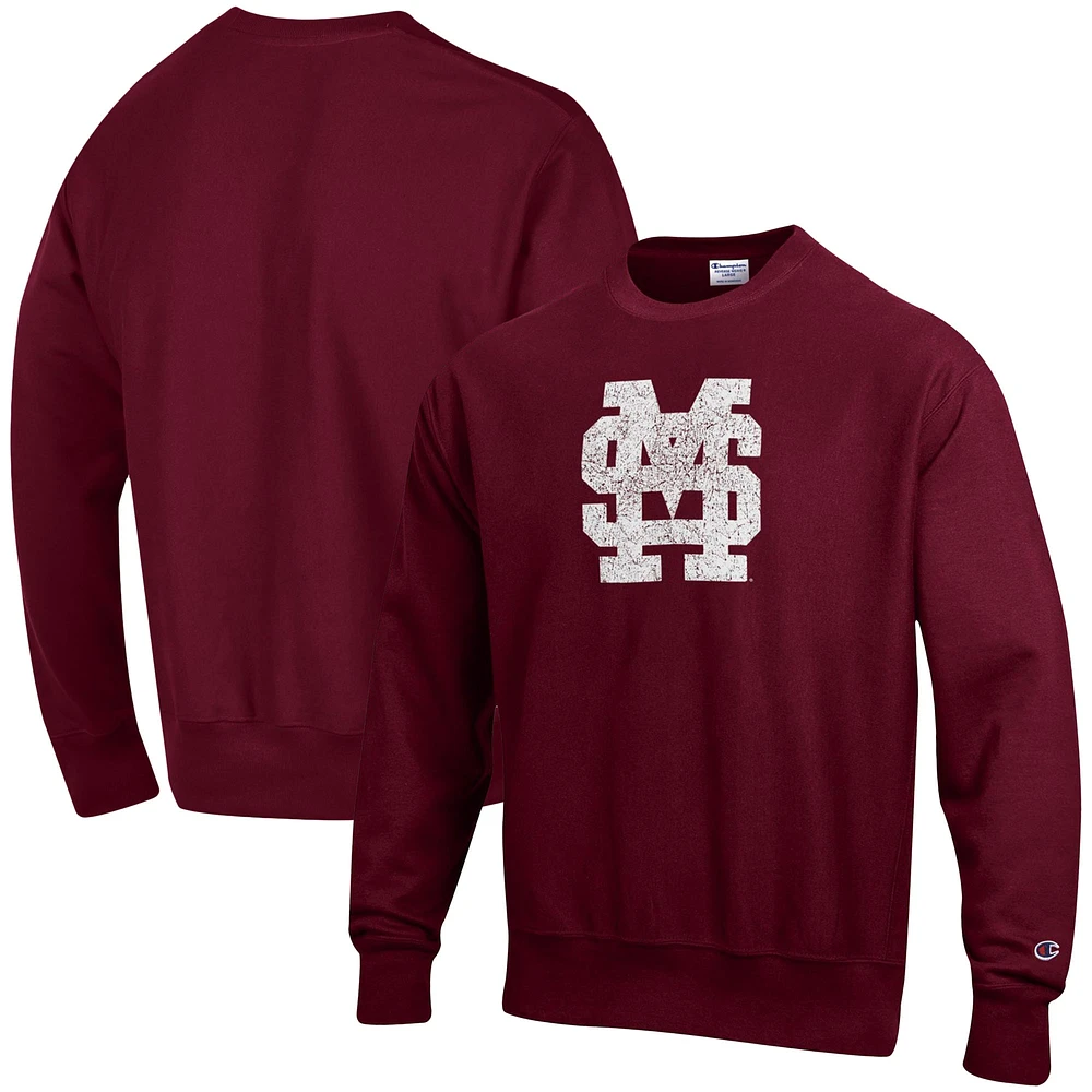 Sweat à capuche tissage inversé Champion Mississippi State Bulldogs Vault pour homme, marron