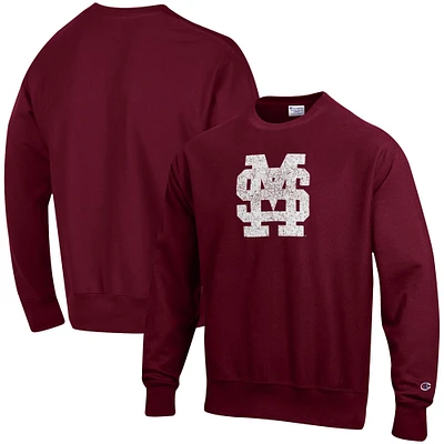 Men's Champion Maroon Mississippi State Bulldogs Vault Logo Reverse Weave Pullover Sweatshirt