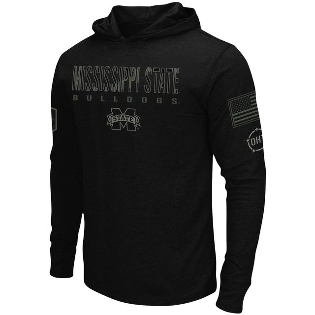 Colosseum Black Mississippi State Bulldogs OHT Military Appreciation Hoodie T-shirt à manches longues pour homme