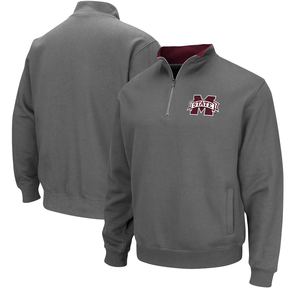 Men's Colosseum Charcoal Mississippi State Bulldogs Tortugas Logo Quarter-Zip Jacket