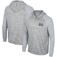 Men's Colosseum Gray Mississippi State Bulldogs Cybernetic Raglan Quarter-Zip Hooded Top