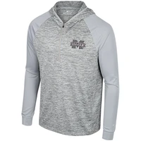 Men's Colosseum Gray Mississippi State Bulldogs Cybernetic Raglan Quarter-Zip Hooded Top