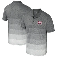 Polo en maille rayé pour hommes, gris Colosseum, Mississippi State Bulldogs