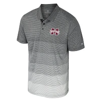 Men's Colosseum Gray Mississippi State Bulldogs Striped Mesh Polo