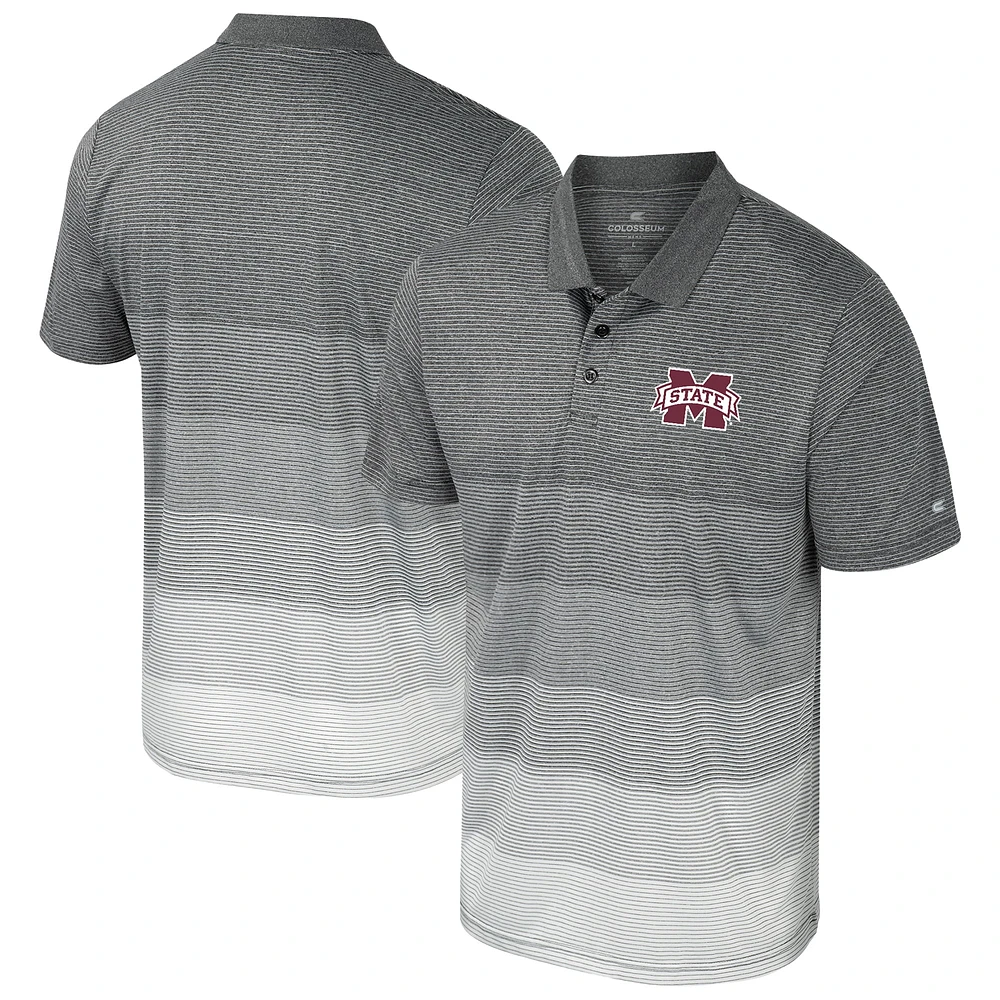 Polo en maille rayé pour hommes, gris Colosseum, Mississippi State Bulldogs