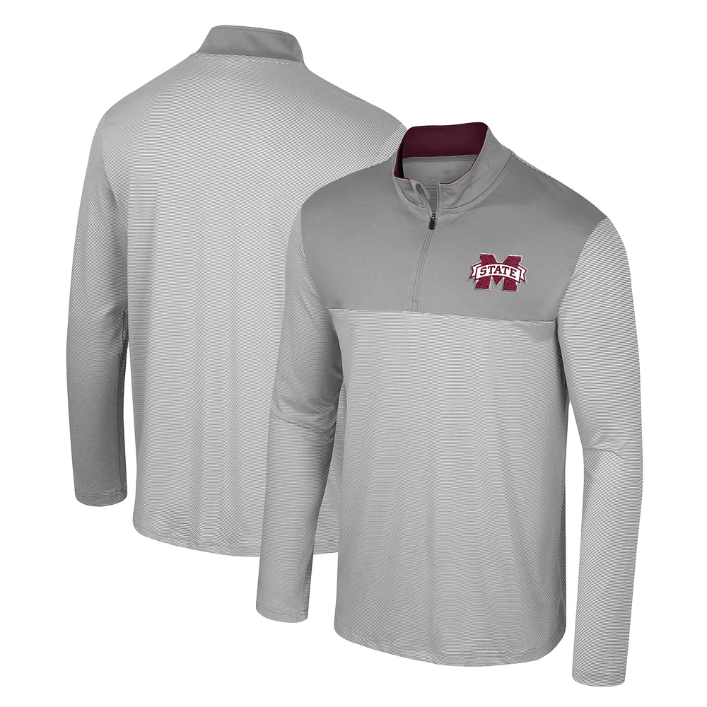 Men's Colosseum Gray Mississippi State Bulldogs Tuck Quarter-Zip Top