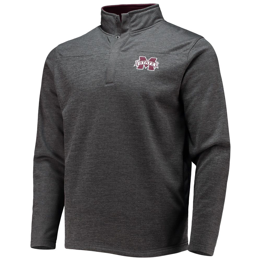 Men's Colosseum Heathered Charcoal Mississippi State Bulldogs Roman Pullover Jacket