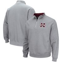 Men's Colosseum Heathered Gray Mississippi State Bulldogs Tortugas Team Logo Quarter-Zip Jacket