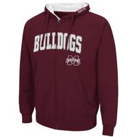 Men's Colosseum Maroon Mississippi State Bulldogs Arch & Logo 3.0 Full-Zip Hoodie