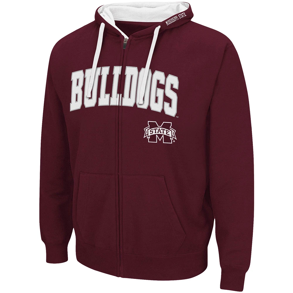 Men's Colosseum Maroon Mississippi State Bulldogs Big & Tall Full-Zip Hoodie