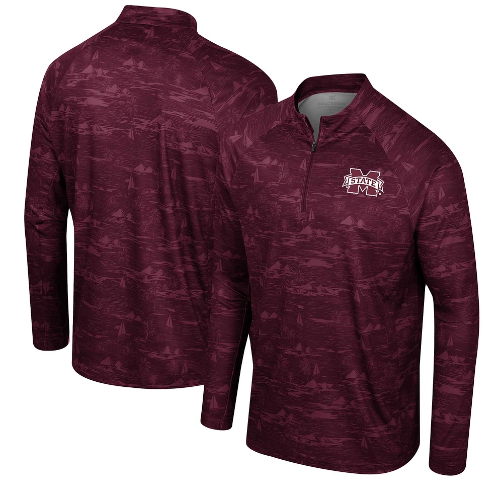 Veste à quart de zip Colosseum Maroon Mississippi State Bulldogs Carson Raglan pour hommes