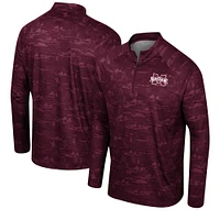 Men's Colosseum Maroon Mississippi State Bulldogs Carson Raglan Quarter-Zip Jacket