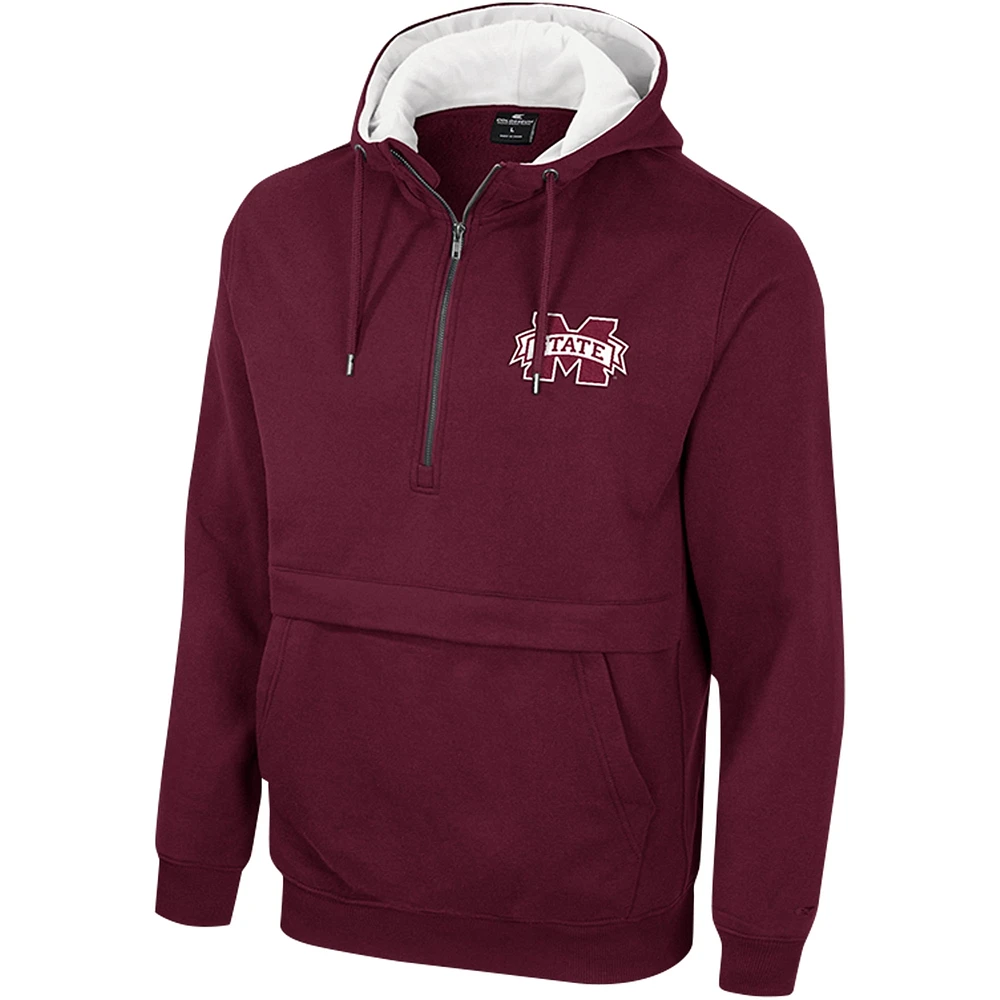 Men's Colosseum Maroon Mississippi State Bulldogs Half-Zip Hoodie