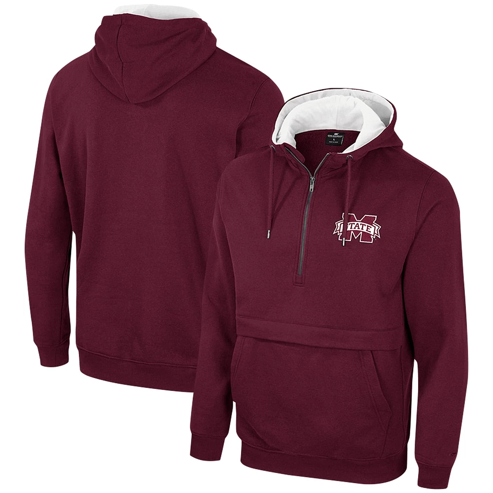 Sweat à capuche demi-zip Colosseum Maroon Mississippi State Bulldogs pour hommes