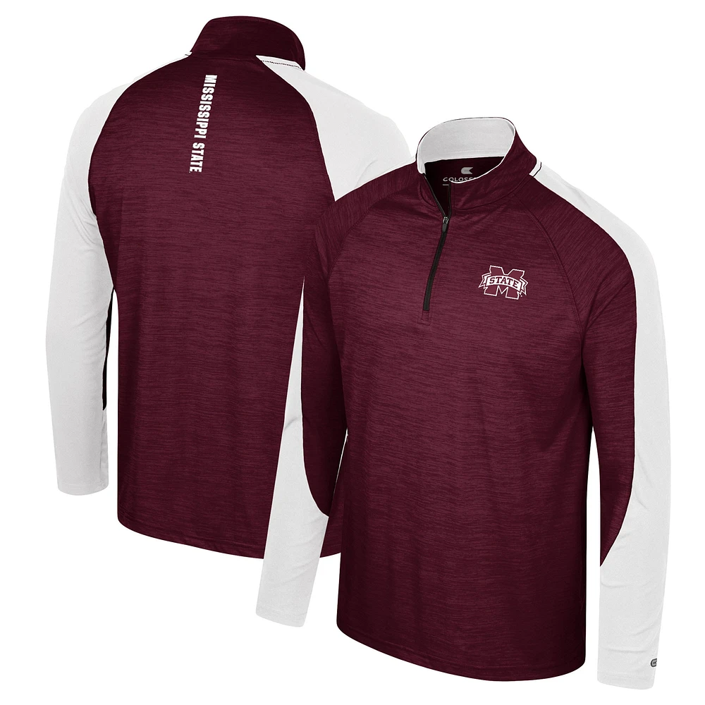 Men's Colosseum Maroon Mississippi State Bulldogs Langmore Raglan Quarter-Zip Top