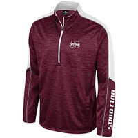 Men's Colosseum Maroon Mississippi State Bulldogs Marled Half-Zip Jacket