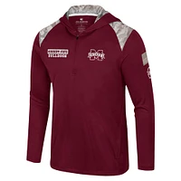 Veste à capuche zippée quart de tour pour homme Colosseum Maroon Mississippi State Bulldogs OHT Military Appreciation