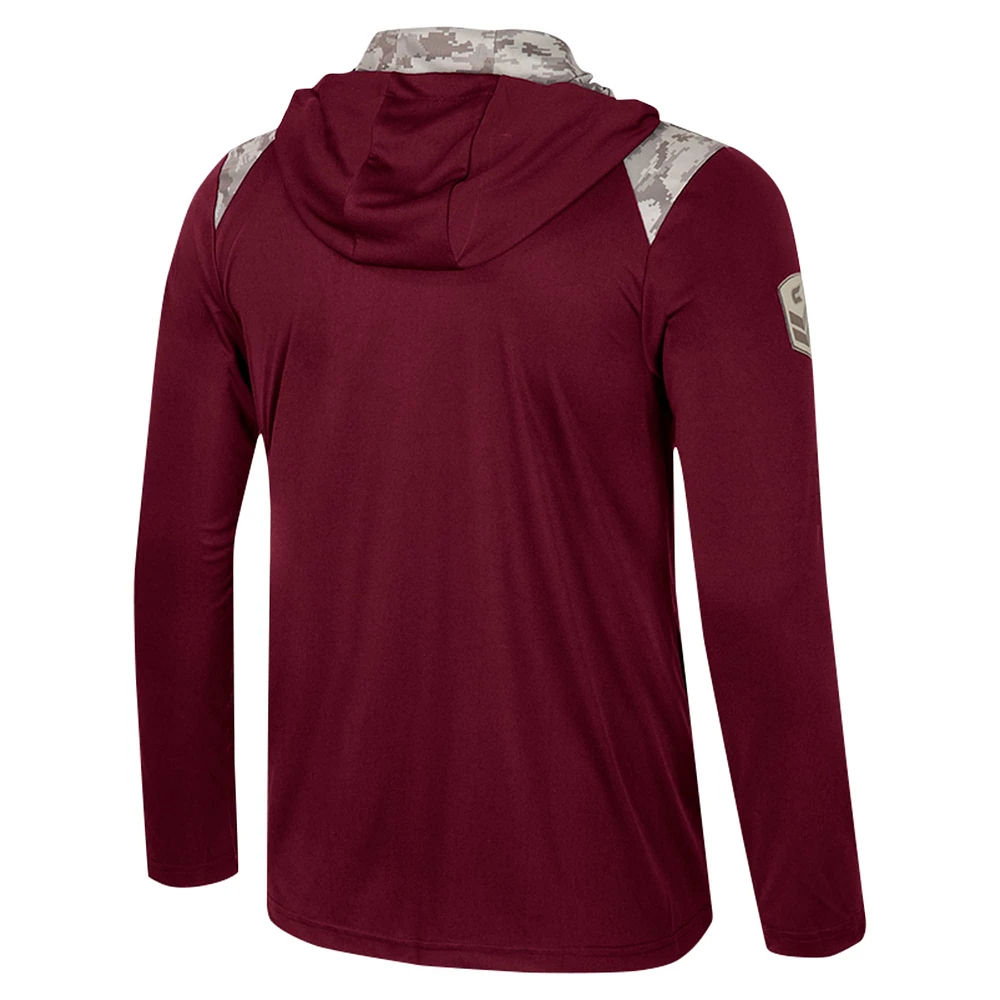 Men's Colosseum Maroon Mississippi State Bulldogs OHT Military Appreciation Quarter-Zip Hoodie Jacket