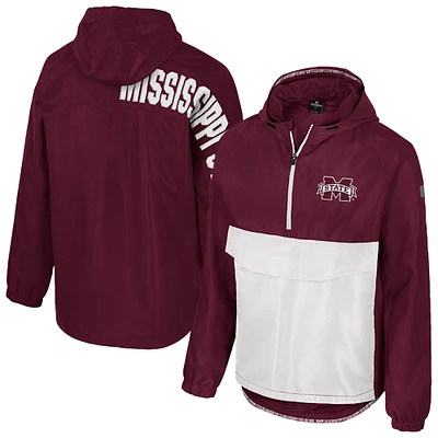 Veste anorak demi-zipée Reloaded Colosseum Maroon Mississippi State Bulldogs pour homme