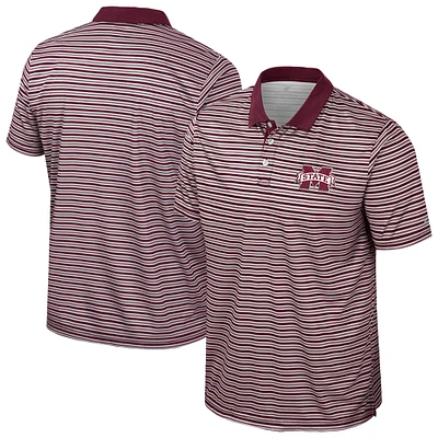 Men's Colosseum Maroon Mississippi State Bulldogs Striped Polo