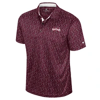 Men's Colosseum Maroon Mississippi State Bulldogs Sublimated Golf Polo