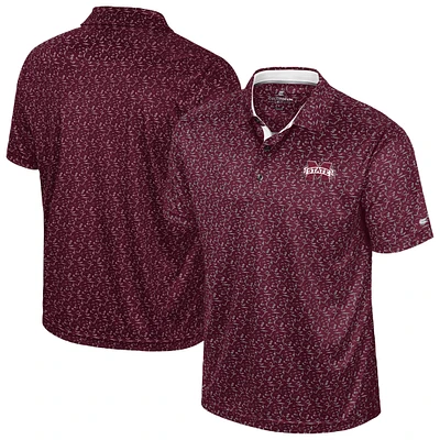 Polo de golf sublimé pour homme Colosseum Maroon Mississippi State Bulldogs