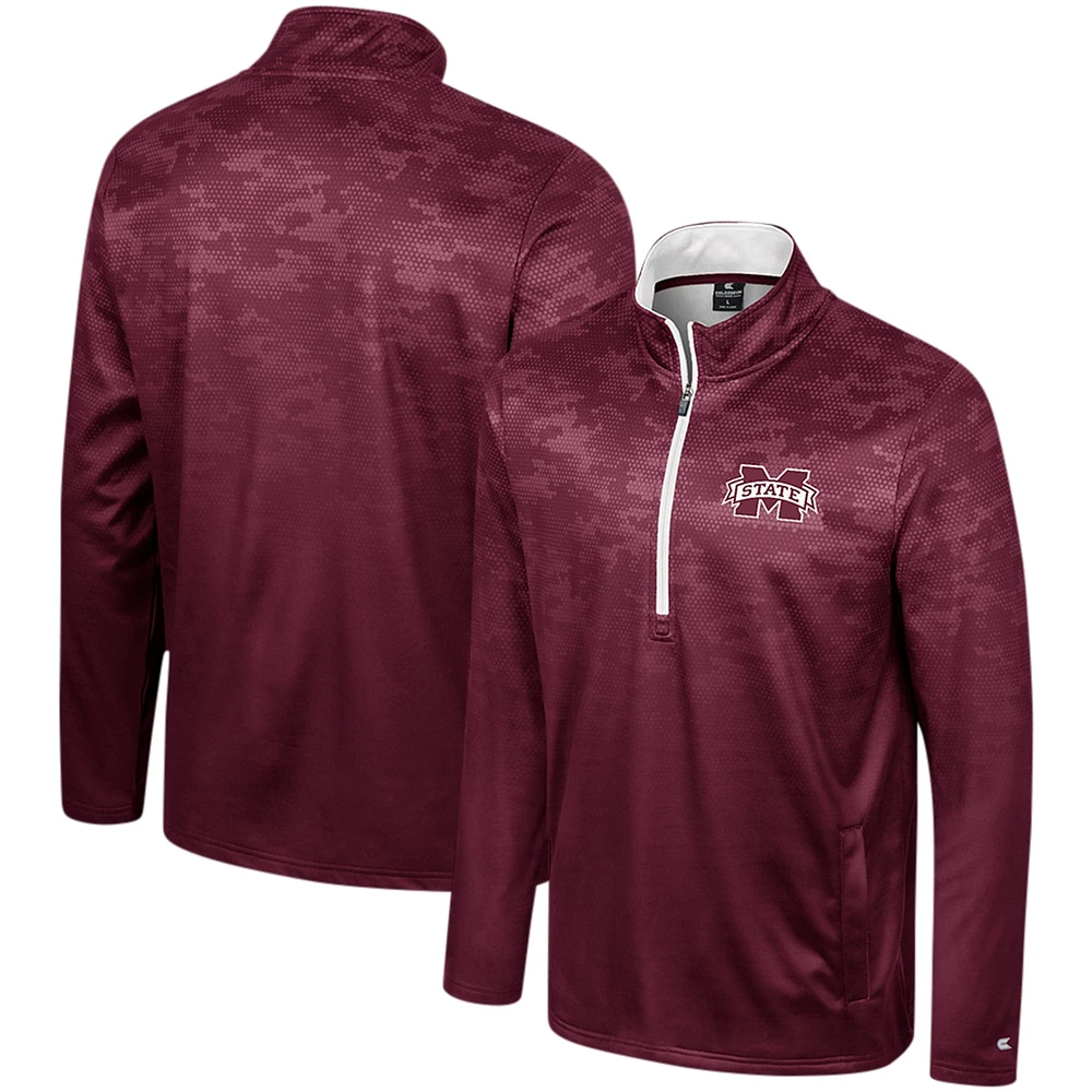 Men's Colosseum  Maroon Mississippi State Bulldogs The Machine Half-Zip Jacket