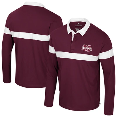 Polo à manches longues pour homme Colosseum Maroon Mississippi State Bulldogs Too Cool For School