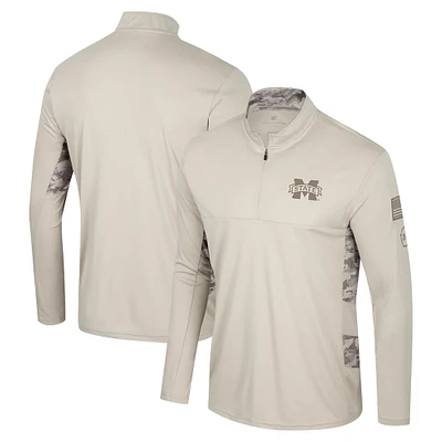 Veste zippée à quart de tour pour homme Colosseum Natural Mississippi State Bulldogs OHT Military Appreciation