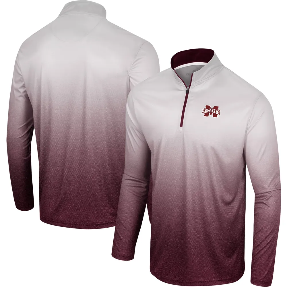 Men's Colosseum White/Maroon Mississippi State Bulldogs Laws of Physics Quarter-Zip Windshirt