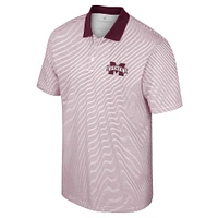 Men's Colosseum White/Maroon Mississippi State Bulldogs Print Stripe Polo